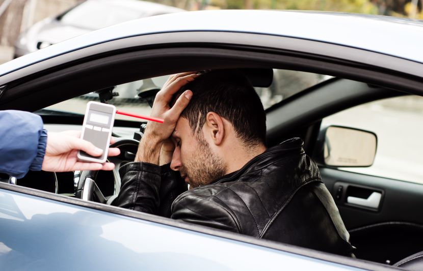 A driver being tested for drink driving