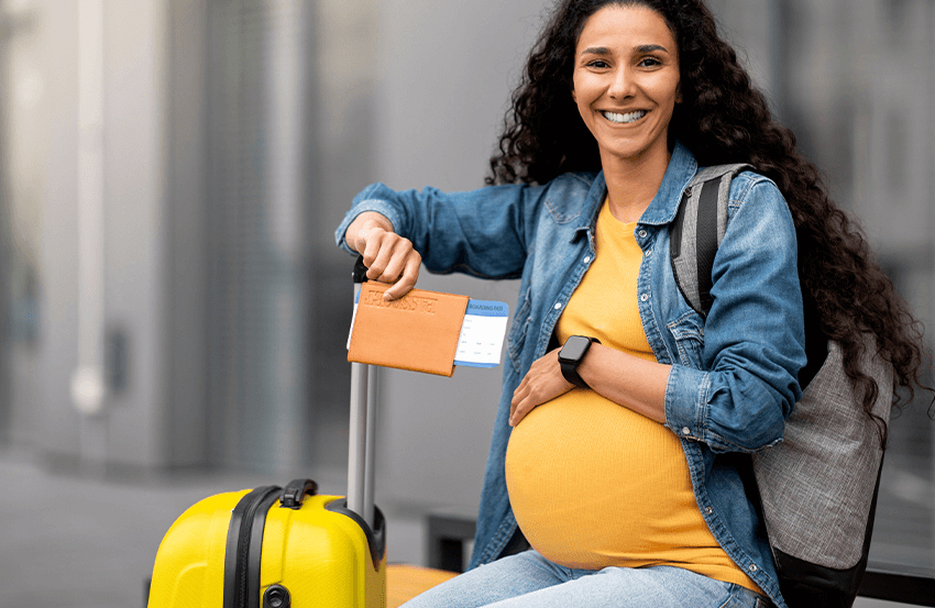 Pregnant woman at the airport