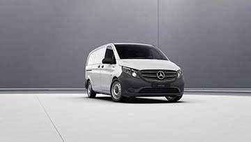 A new white electric Mercedes van 