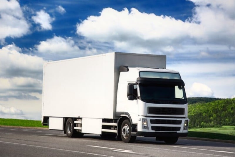 HGV against a blue sky with some cloud