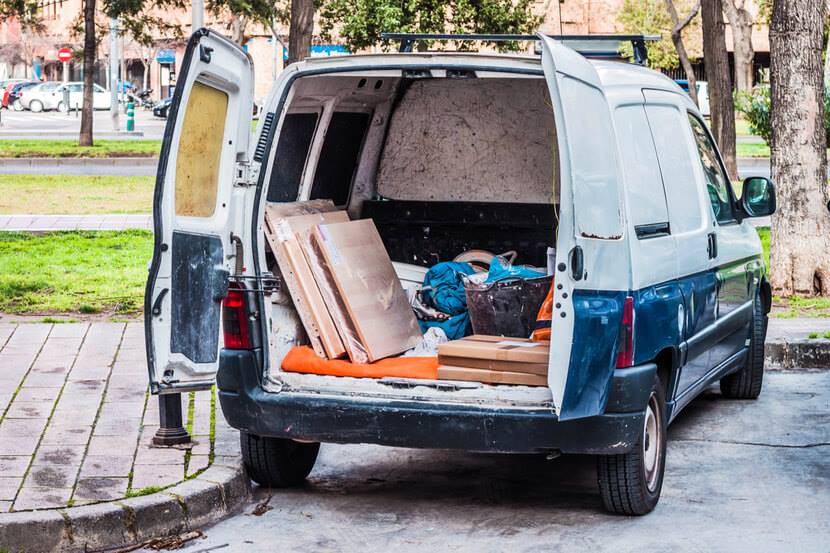 Tools in the back of a white van