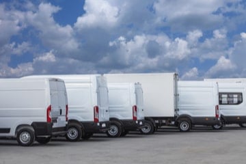 A group of different vans lined up together