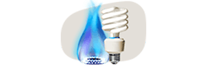An energy saving bulb and a blue flame