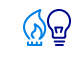 Icon of light bulb and flame