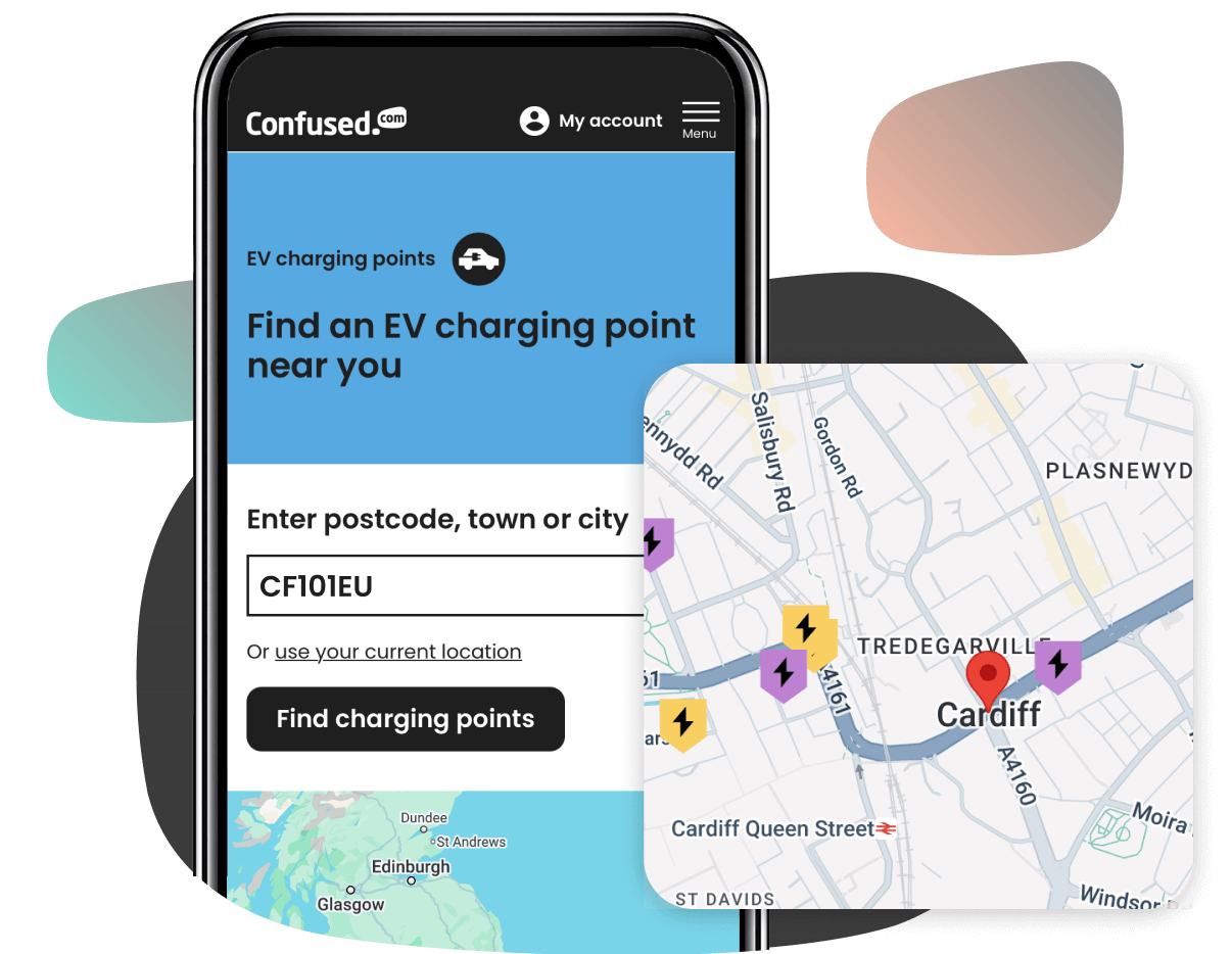 Ev charging points tool on a mobile phone