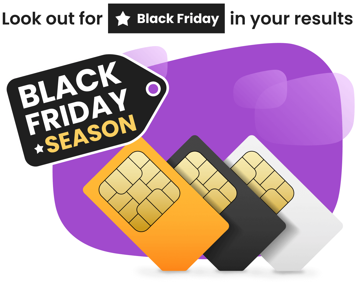 Image of a SIM cards with Black Friday season messaging