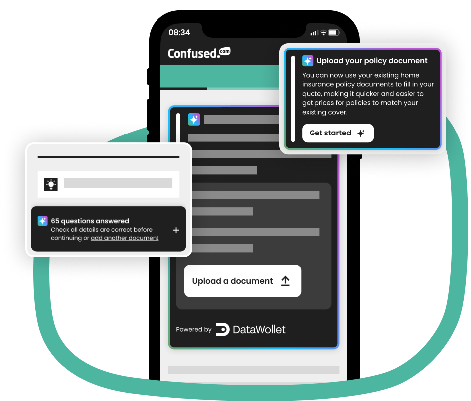 Icon of a mobile phone showing the process of uploading your policy documents