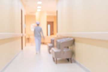 Clean bright lit hospital corridor