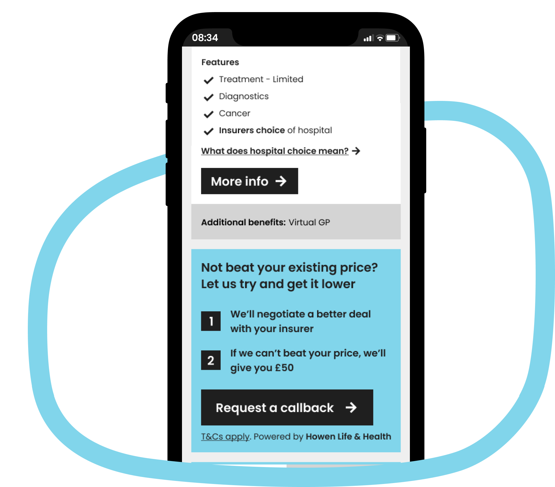 Mobile displaying PMI switch and save information on the Confused.com app