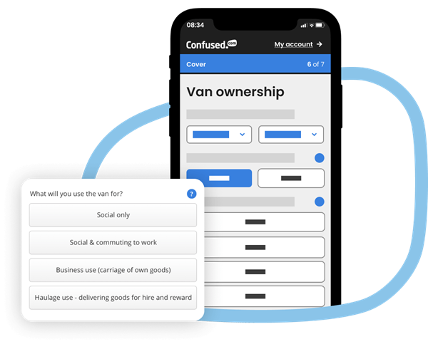 Image showing classes of use selection panel in Confused.com's business van isurance journey