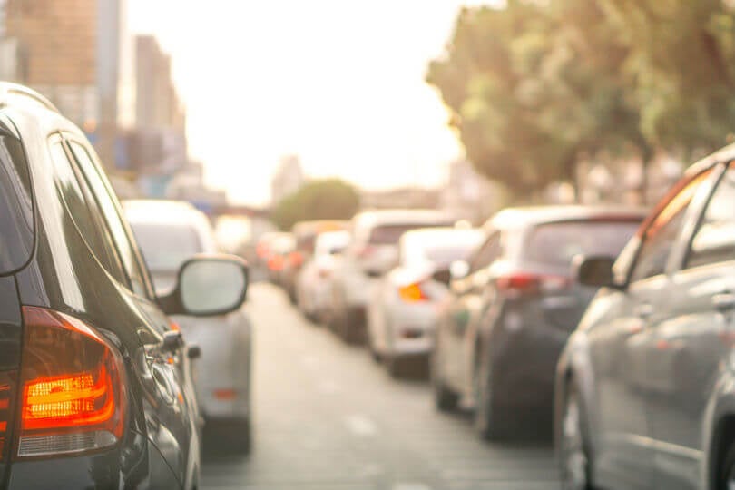 cars stuck in traffic