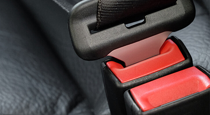 A seatbelt clicked in place