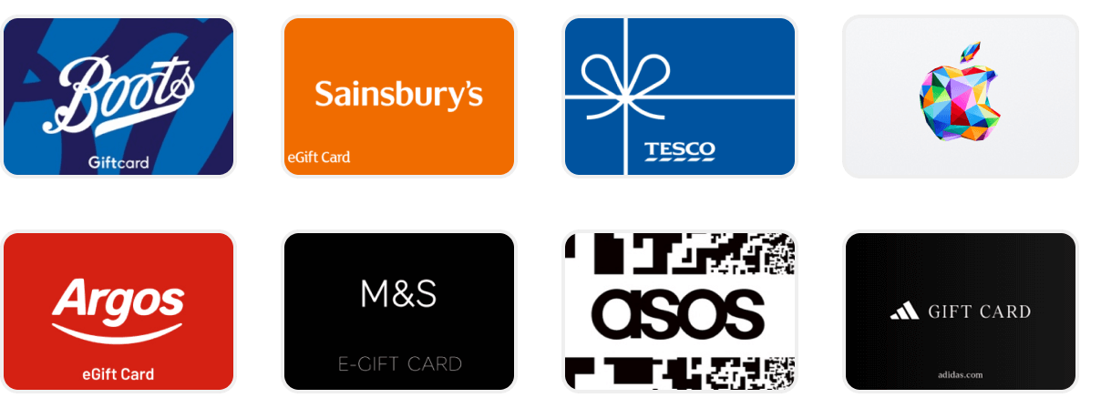 Display of the different shops that the rewards can be used at