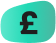Icon of a pound with a green lozenge background