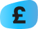 Icon of a pound with a blue lozenge background