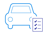 Blue icon of a car on a light blue background