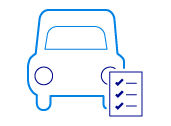 White icon of a van on a dark blue background