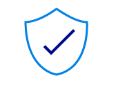 Dark blue icon with a shield and a tick