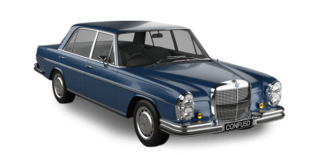 Confused.com blue car